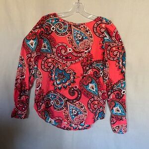 LOFT blouse, paisley print, pink - size XXS